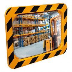 600 x 400mm Polymir Yellow and Black Framed Industry and Workplace Mirror