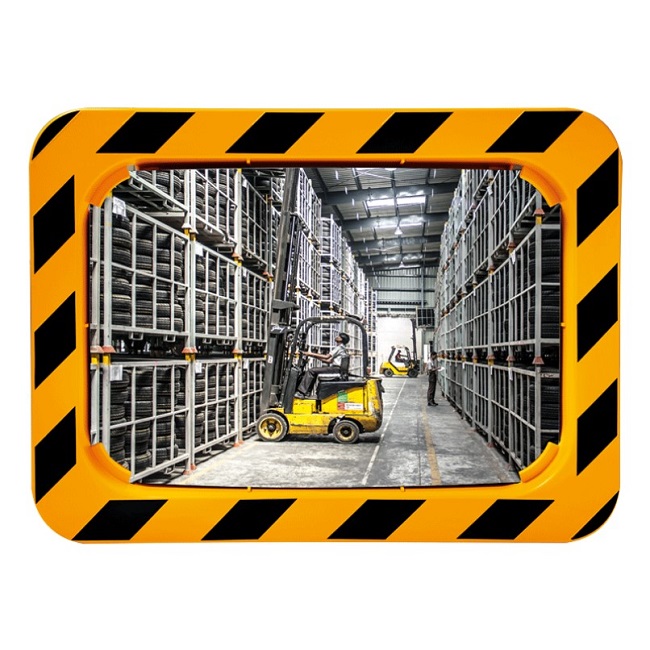 800 x 600mm Polymir Yellow and Black Framed Industry and Workplace Mirror