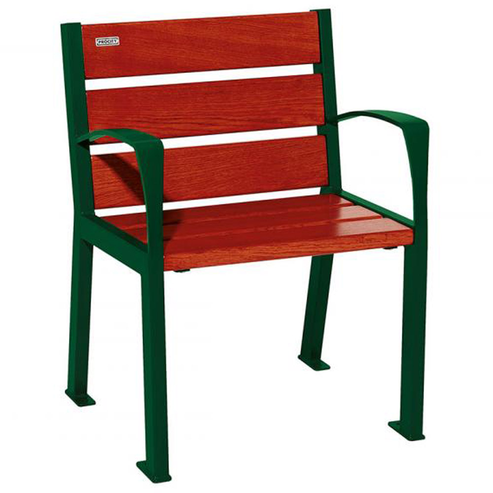 Silaos Wood and Steel Chair - Mahogany - Armrests - moss green
