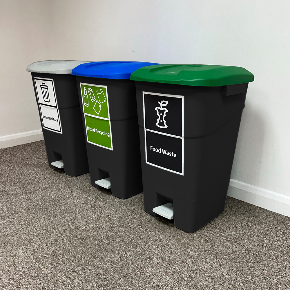 Simpler Recycling Station - Pedal Bin with A4 Stickers