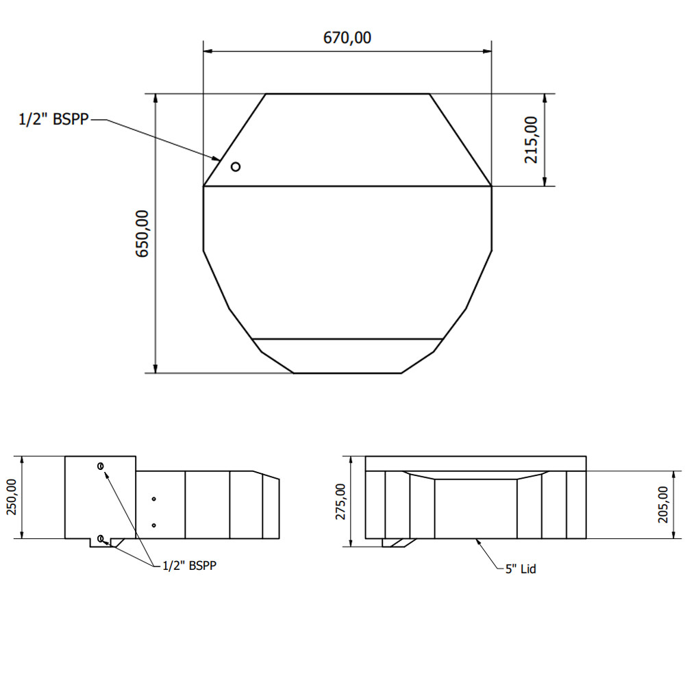 68 Litre Spare Wheel Water Tank
