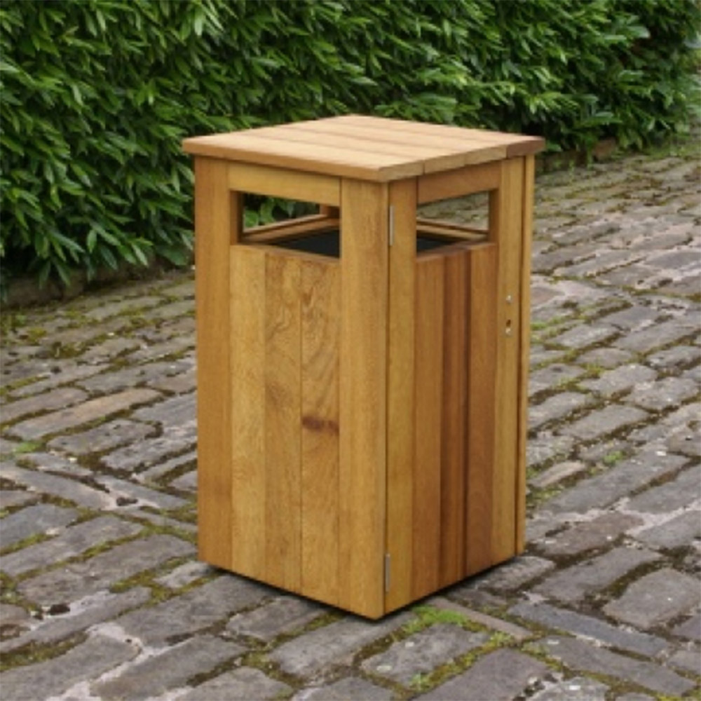 Iroko Hardwood Litter Bin - 98 Litre