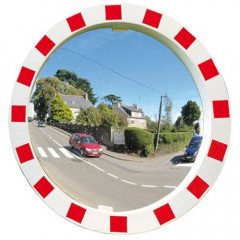 600mm Diameter P.A.S Traffic Mirror with Red & White Frame