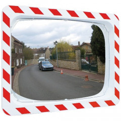 800 x 600mm P.A.S Traffic Mirror with Red & White Frame
