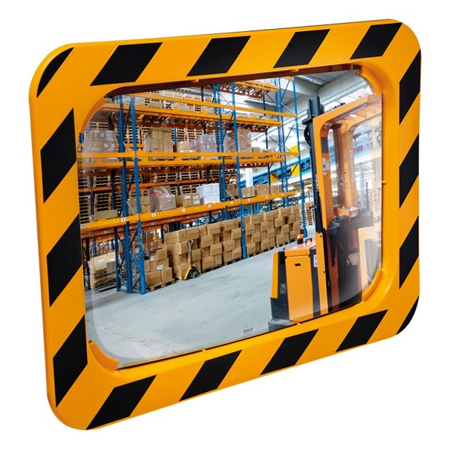 800 x 600mm P.A.S Yellow and Black Framed Industry and Workplace Mirror