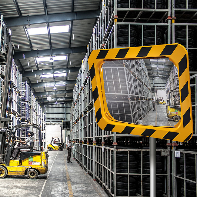 800 x 600mm P.A.S Yellow and Black Framed Industry and Workplace Mirror