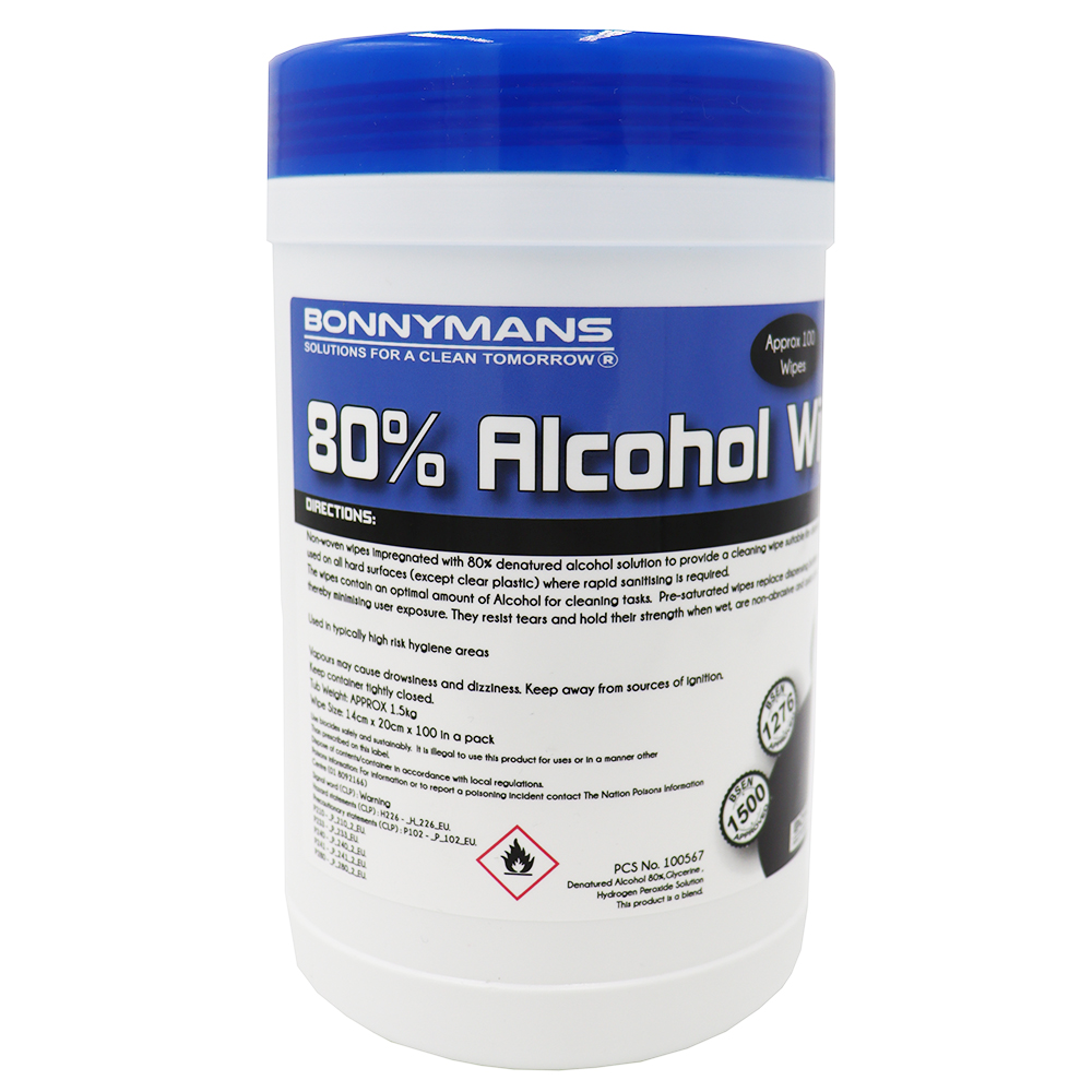 80% Alcohol Surface Disinfectant Wipes - x1080 Packs of 100 Wipes - Full Pallet