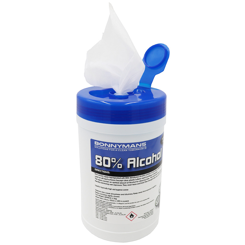 80% Alcohol Surface Disinfectant Wipes - x4 Packs of 100 Wipes