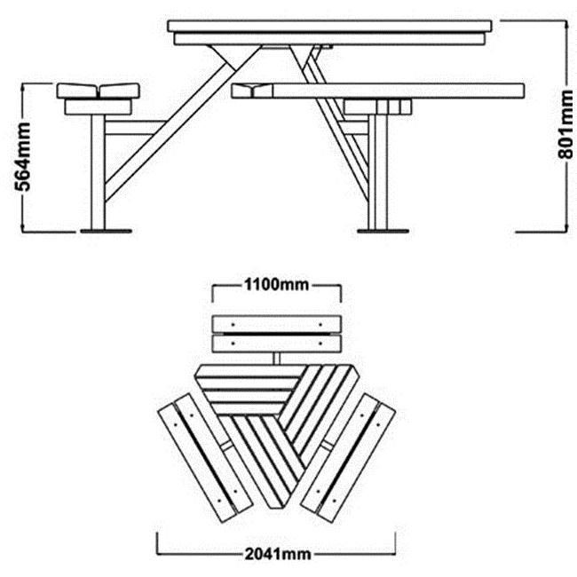 Forest Saver Tri-Table Picnic Table