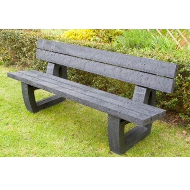 Recycled plastic park seat in black.