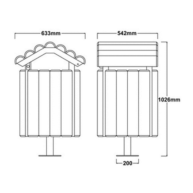 Rustic Park Litter Bin - 90 Litre