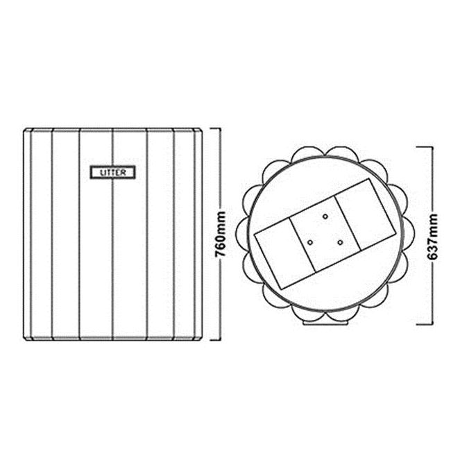Warden Litter Bin - 82 Litre