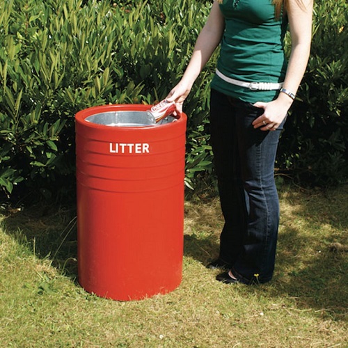 Open Top Litter Bin - 91 Litre - red