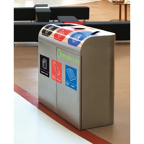 Lute Triple Internal Recycling Bin - 240 Litre