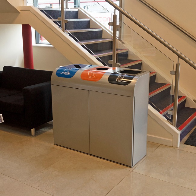 Lute Triple Internal Recycling Bin - 240 Litre