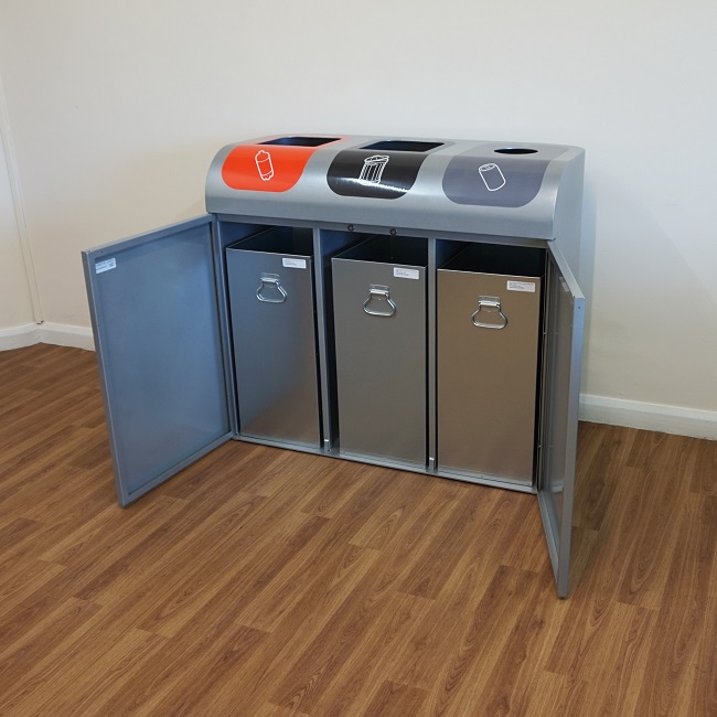 Lute Triple Internal Recycling Bin - 240 Litre