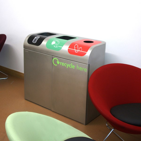 Lute Triple Internal Recycling Bin - 240 Litre
