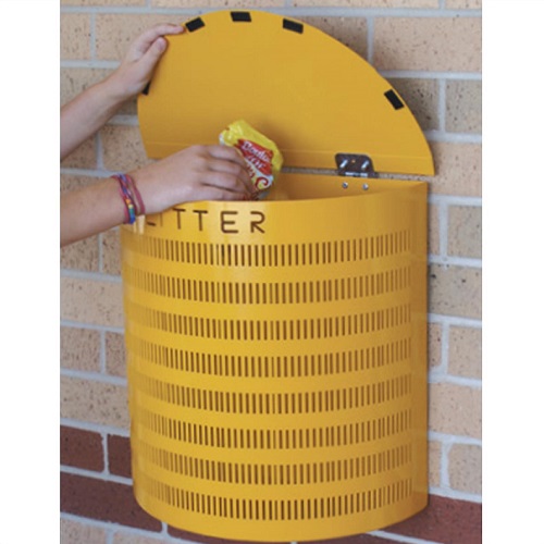 Semi-Circular Metal Open Top Litter Bin - 28 Litre