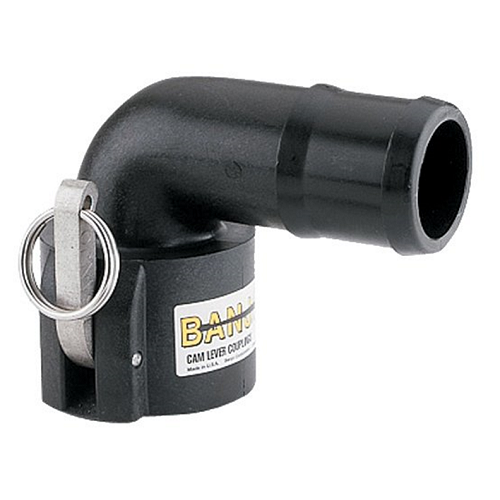 Banjo 90° Cam Lever Hose Coupler - 1 1/2" Hose Barb x 1 1/2" Coupler