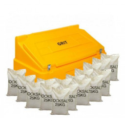14 Cu Ft Heavy Duty Grit Bin - 16 x 25 kg Bags of White Rock Salt