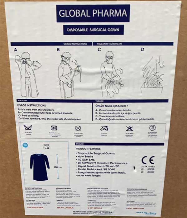 Disposable Non-Sterile Surgical Gown - Case Of 60