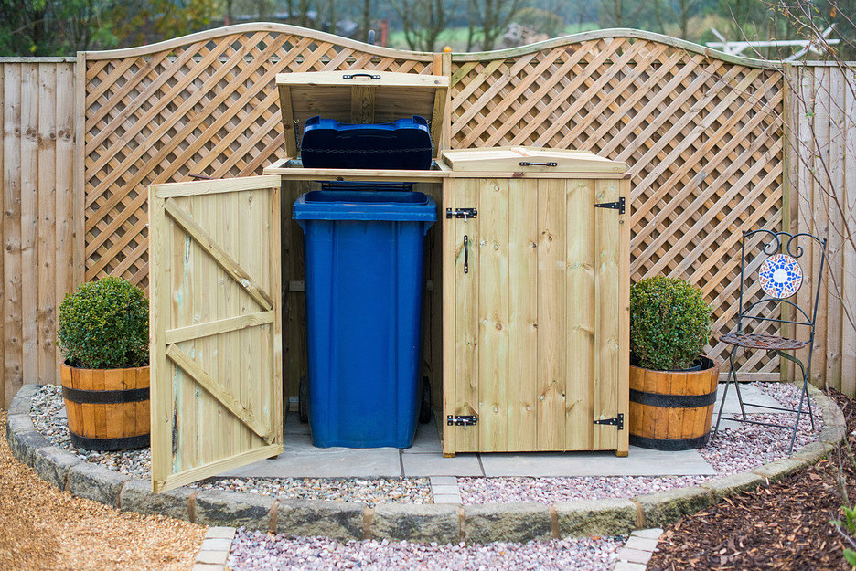 Double Chest Timber Wheelie Bin Store