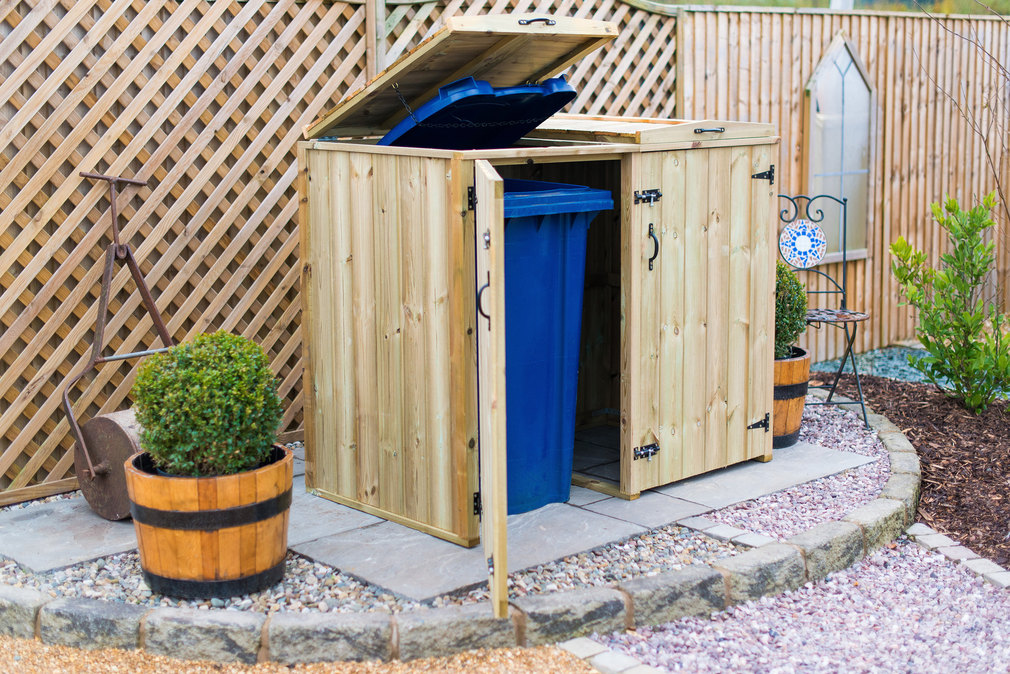 Double Chest Timber Wheelie Bin Store
