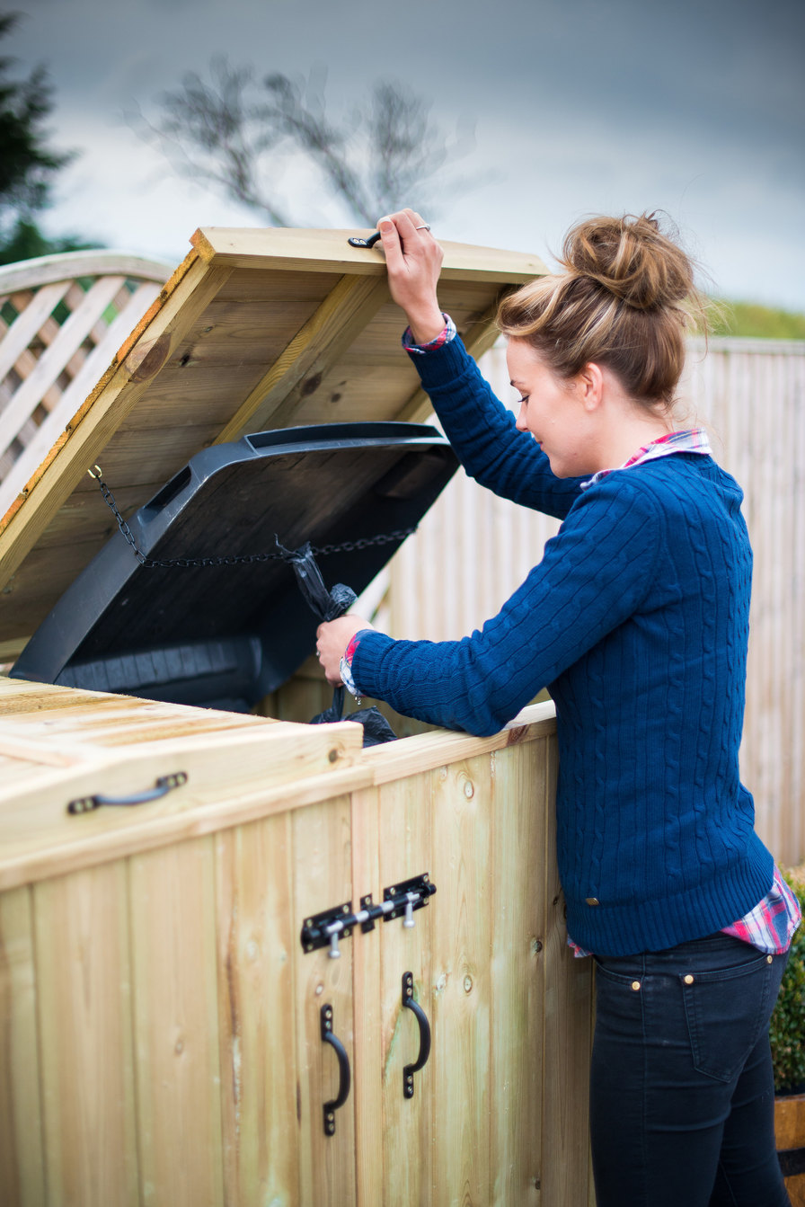 Double Chest Timber Wheelie Bin Store