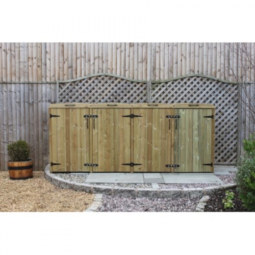 Quad Chest Timber Wheelie Bin Store - lifestyle
