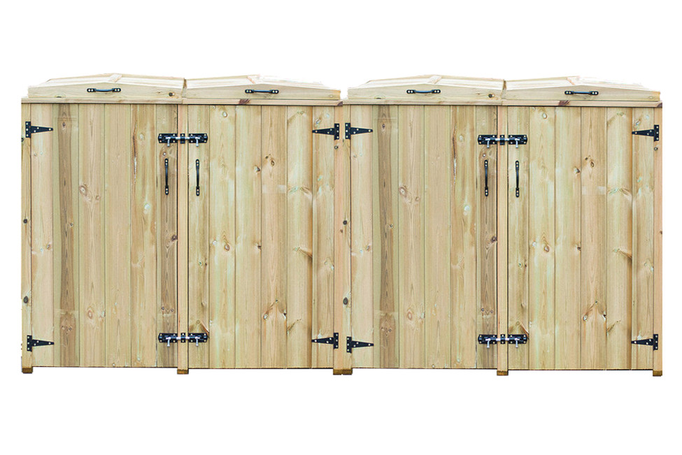 Quad Chest Timber Wheelie Bin Store
