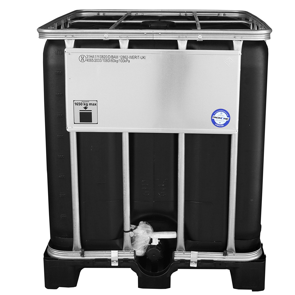 1000 Litre New UN Approved Black IBC with Plastic Pallet