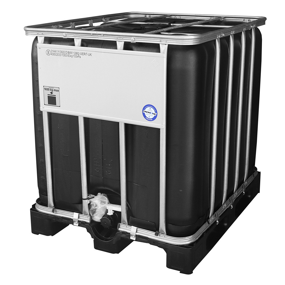 1000 Litre New UN Approved Black IBC with Plastic Pallet