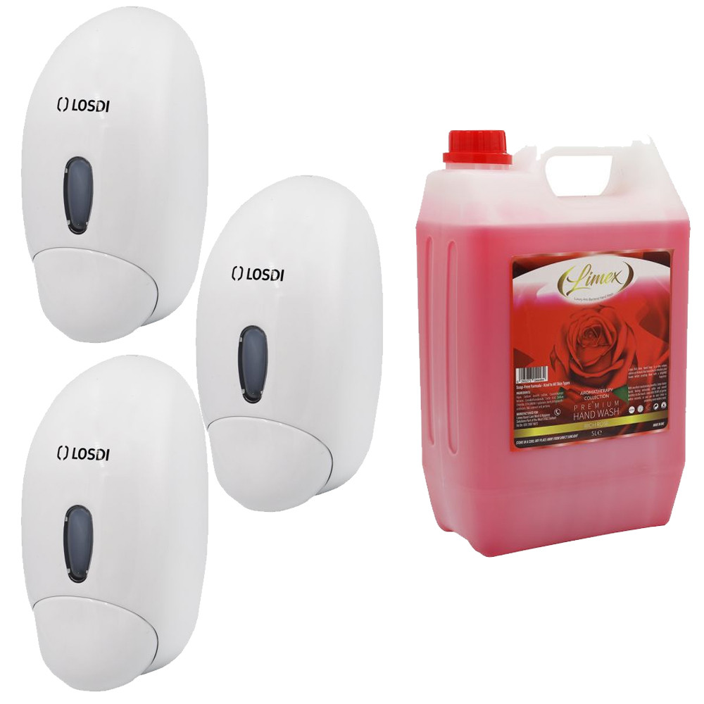 Push-Button Soap Dispensers -  Pack of 3 - 900ml Capacity with Antibacterial Hand Wash