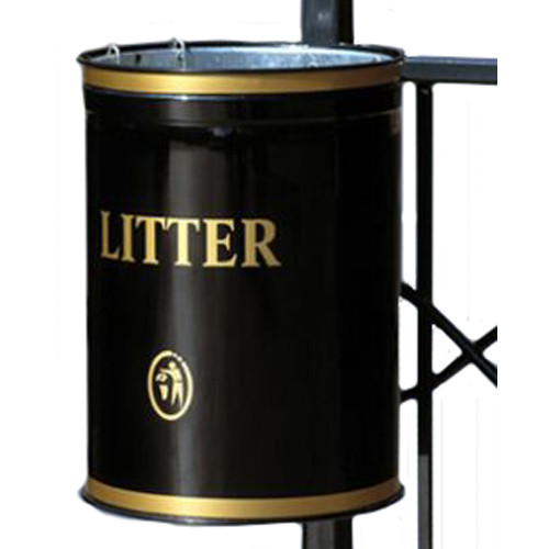 Knight Open Top Post Mountable Litter Bin - 40 Litre Capacity