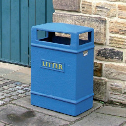 GFC Slimline Closed Top Litter Bin - 98 Litre - blue