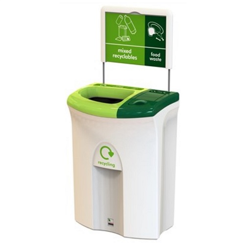 Meridian Recycling Bin with Open & Lift Up Apertures - 110 Litre