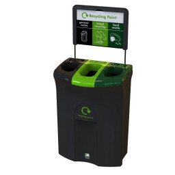 Meridian Recycling Bin with Three Open Apertures - 110 Litre
