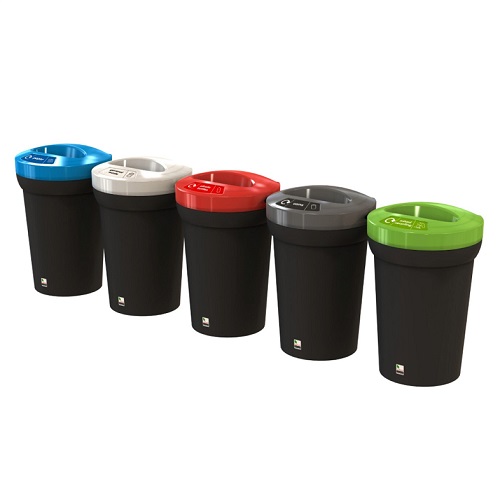 Arena Open Top Recycling Bin - 95 Litre - full station