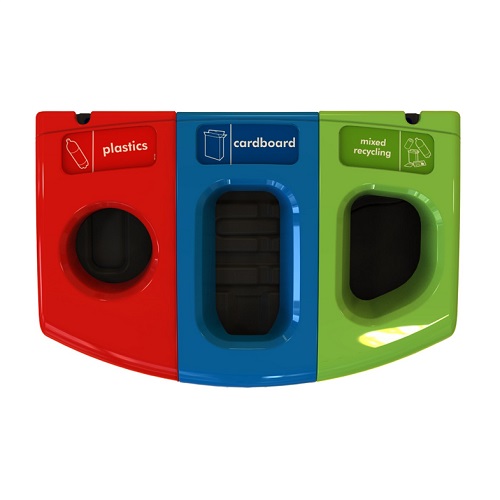 Mini Meridian Recycling Bin with Triple Apertures - 87 Litre