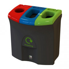 Mini Meridian Recycling Bin with Triple Apertures - 87 Litre