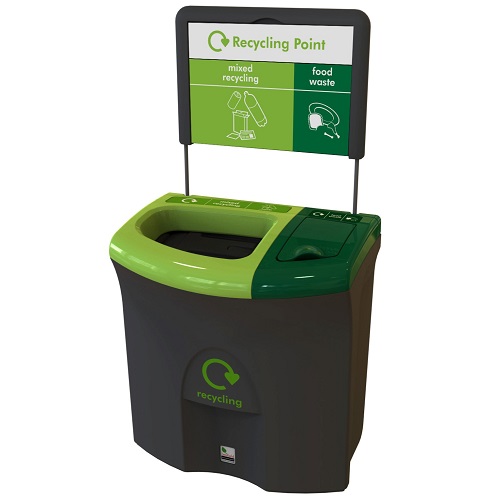 Mini Meridian Recycling Bin with Open & Lift Up Apertures - 87 Litre