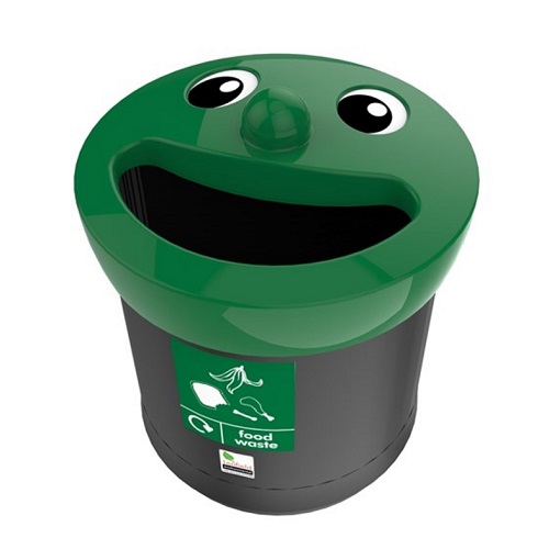Novelty Smiley Face Litter Bin - 40 Litre - dark green