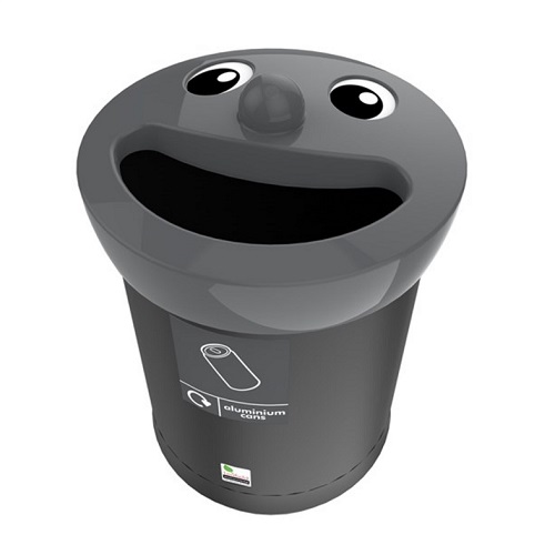 Novelty Smiley Face Litter Bin - 40 Litre - grey