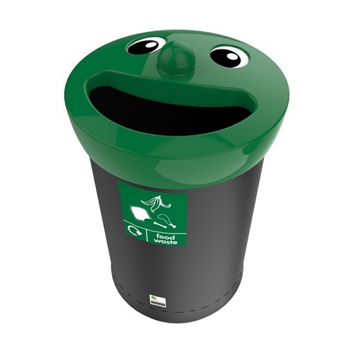 Novelty Smiley Face Recycling Bin - 62 Litre - dark green