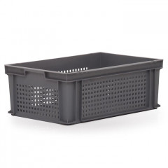 44L Euro Stacking Container - Perforated Sides & Solid Base - 600 x 400 x 220mm