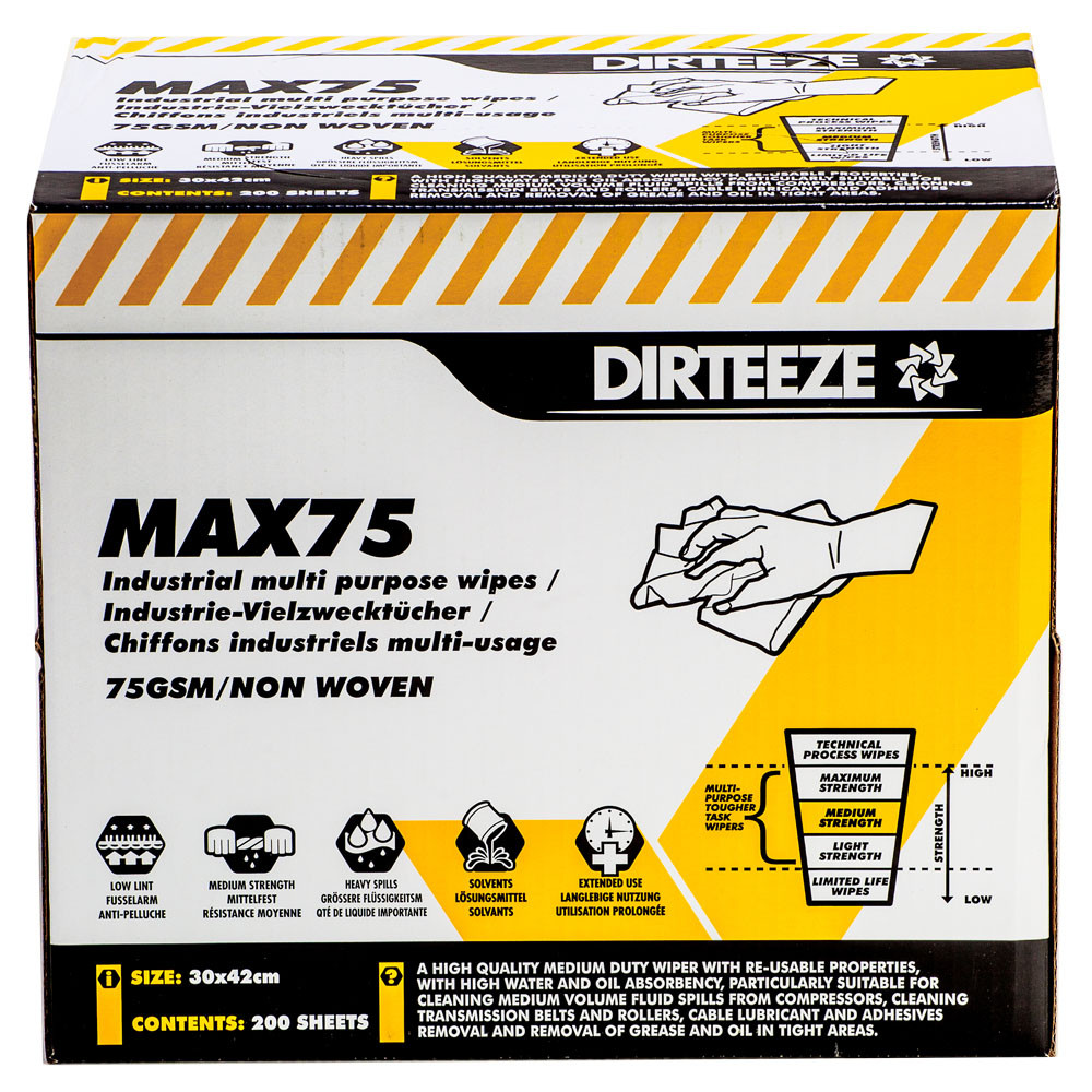 Dirteeze Max75 Industrial Multi Purpose Wipes