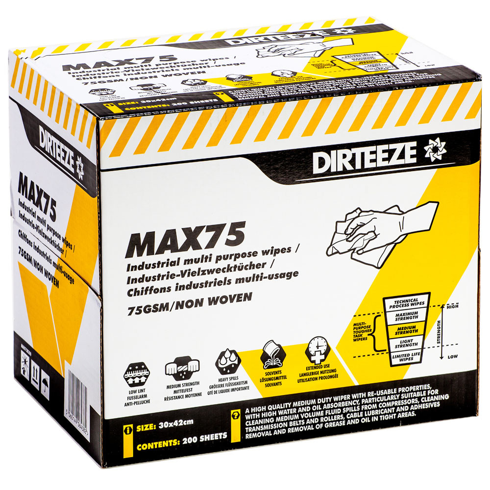 Dirteeze Max75 Industrial Multi Purpose Wipes