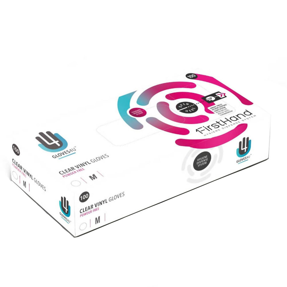 Powder-Free Clear Vinyl Disposable Gloves - x10 Boxes of 100 Gloves