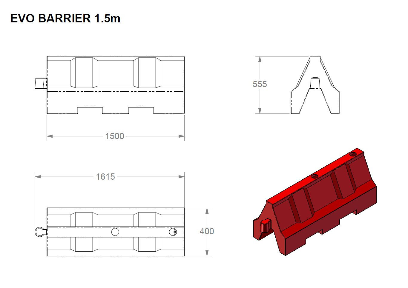 1.5 Metre EVO Traffic Barrier - Pack Of 21