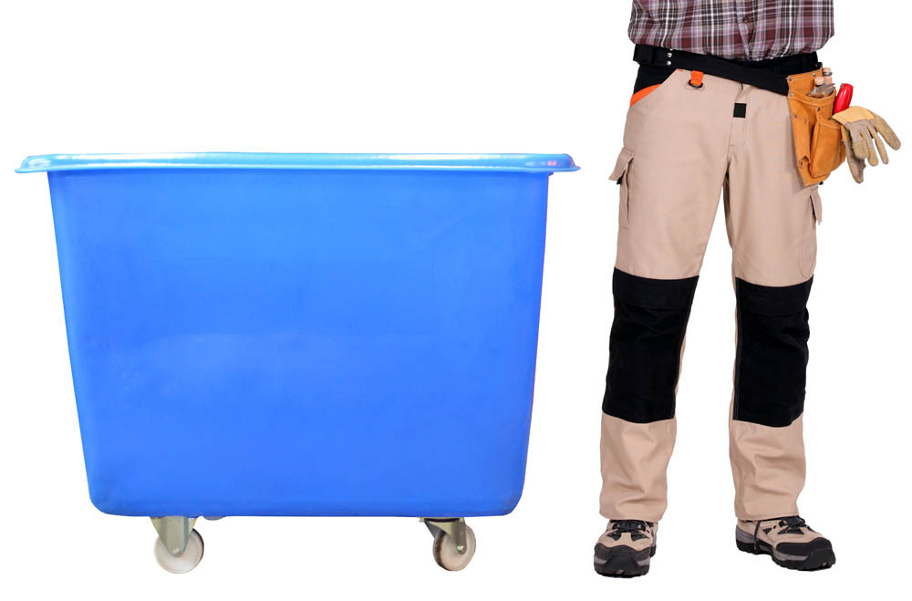 333 Litre Wheeled Bin - size next to a person